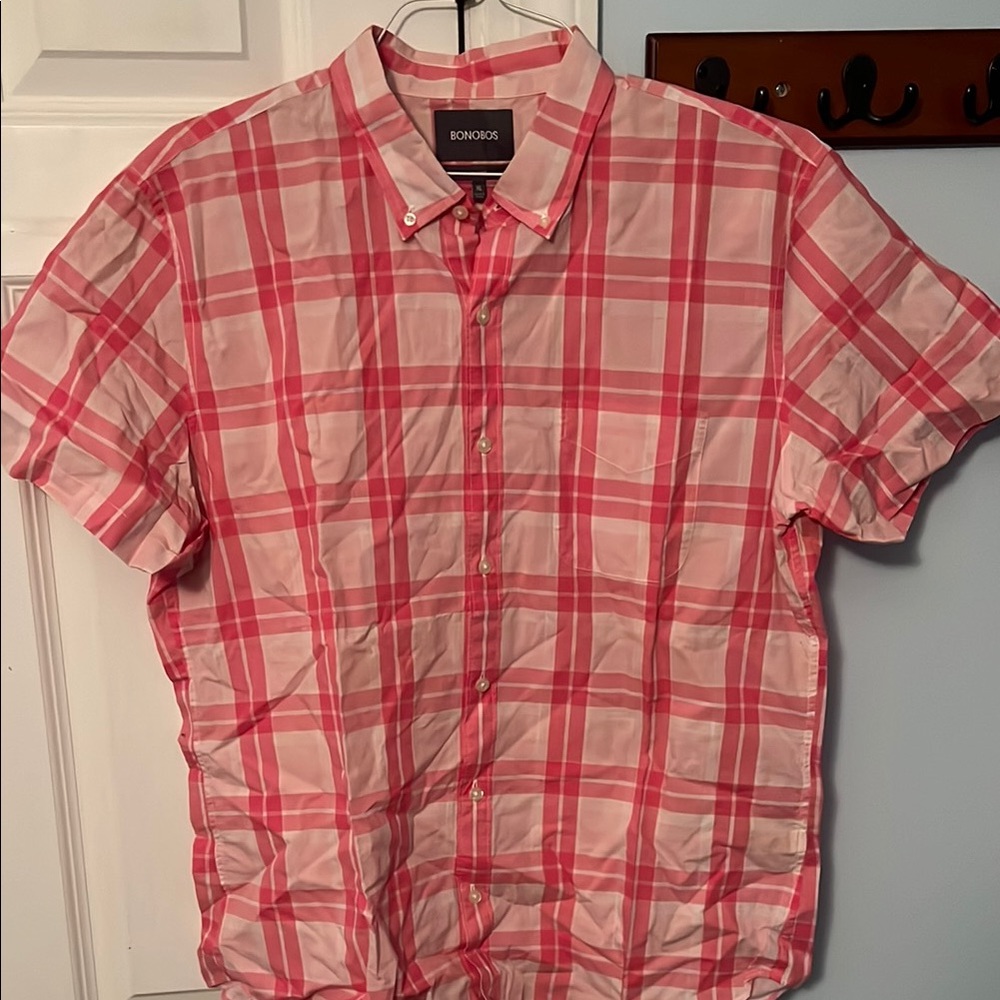 Bonobos Men's Pink Plaid Shirt Size XL